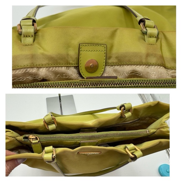 Prada - Authentic - Lime Green Canvas / Nylong Shoulder / Tote Bag - Picture 16 of 16